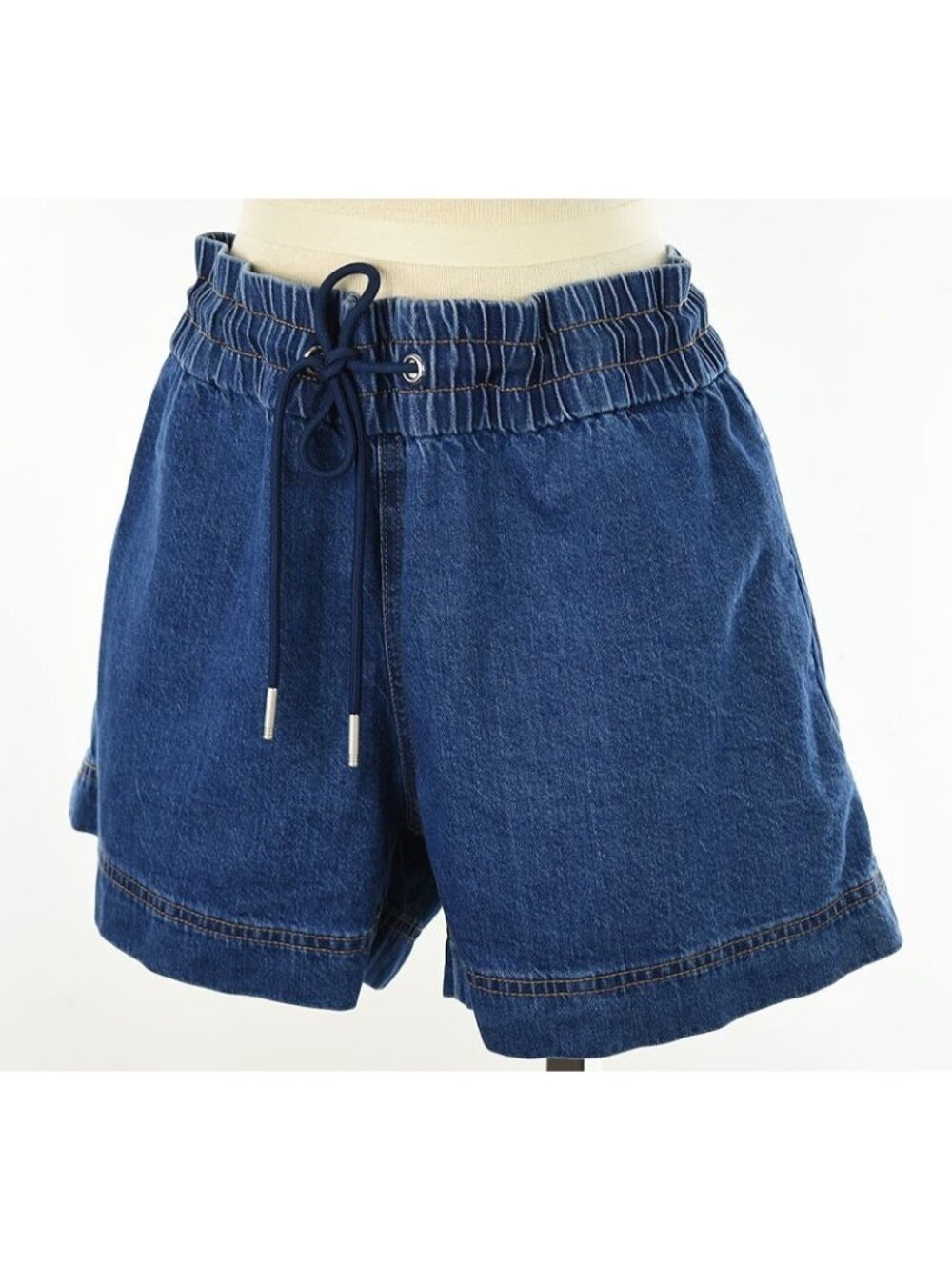 HUDSON Lottery Blue Mid Rise Drawstring Denim Shorts LARGE NWT